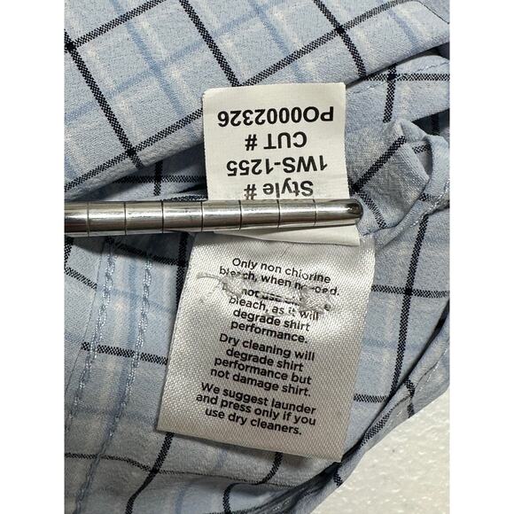 Mizzen+Main Shirt Mens XL Trim Fit Blue White Plaid Leeward Performance Stretch - Picture 5 of 7